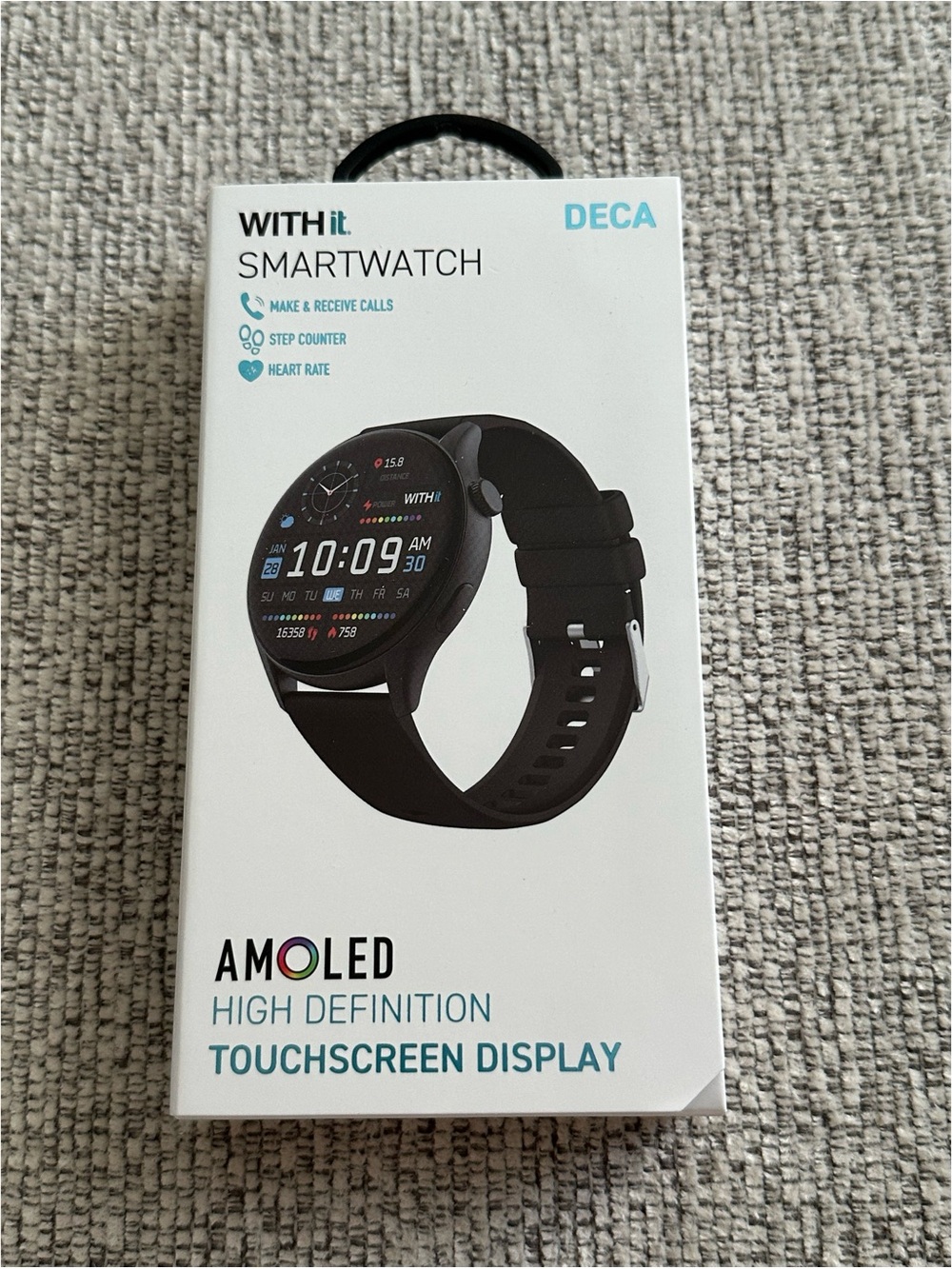BRAND NEW WITHit Deca Smartwatch (Black) AMOLED Touchscreen 45mm